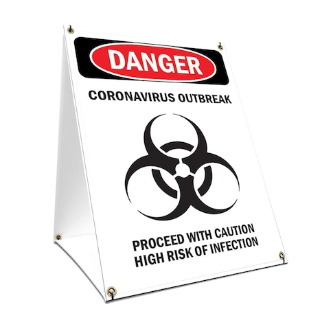 Signmission OSHA Sign, Corona Outbreak, 24in X 36in A-frame Heavy Duty, 24" W, 36" H, Corona Outbreak OS-NS-SBC-2436-25570